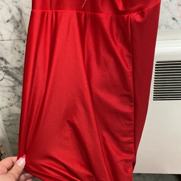 🎈HP🎈 Jessica Angel 794 Feathered One Shoulder Fitted Dress With Slit - Picture 13 of 15